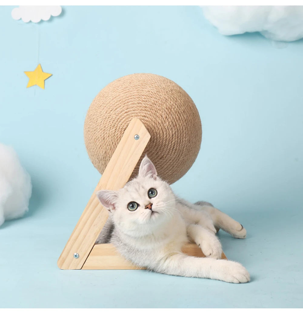 Cat Scratching Ball Toy: Sisal & Wood
