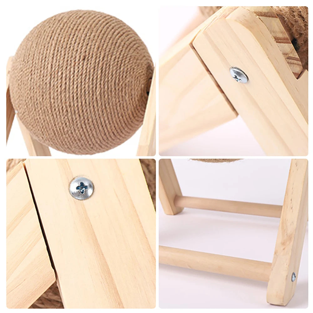 Cat Scratching Ball Toy: Sisal & Wood