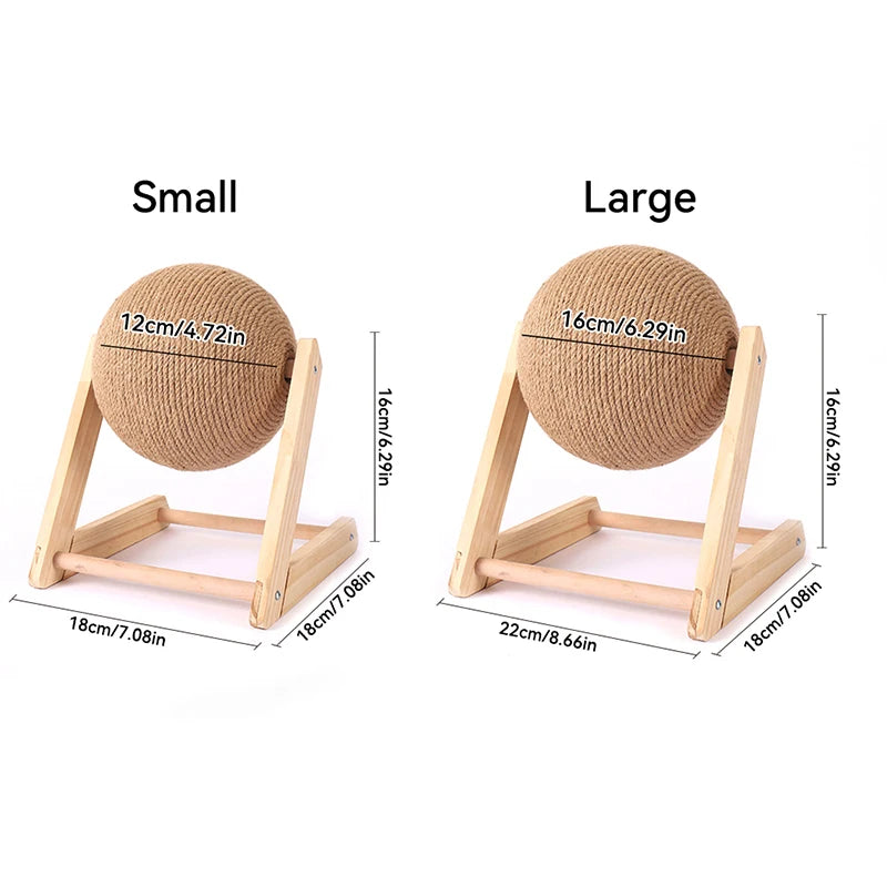Cat Scratching Ball Toy: Sisal & Wood