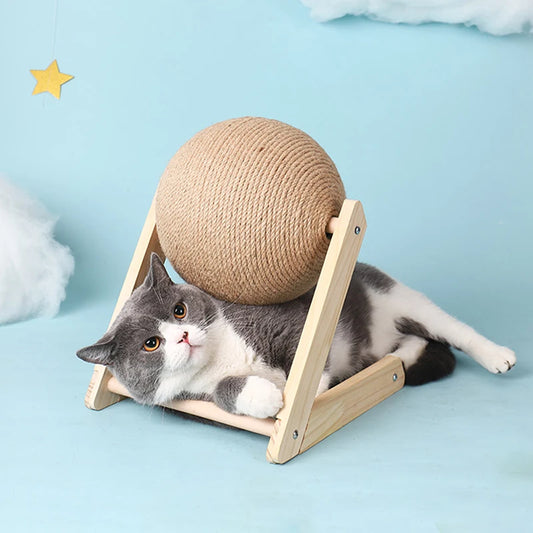 Cat Scratching Ball Toy: Sisal & Wood