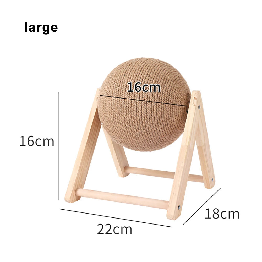 Cat Scratching Ball Toy: Sisal & Wood