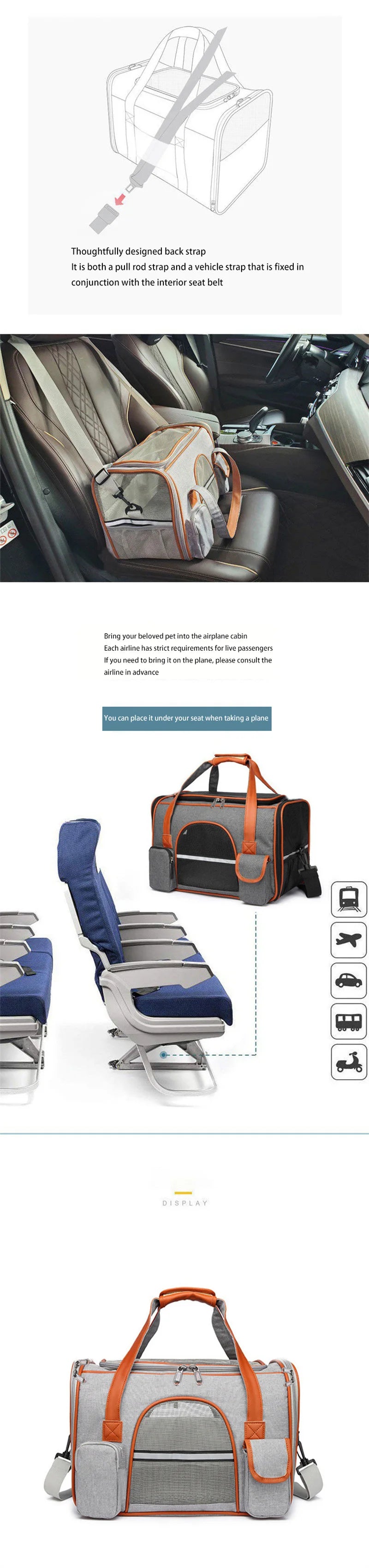 Portable Cat Carrier Bag for Travel: Soft-Sided Pet Carrier