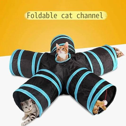 Foldable Cat Play Tunnel: Fun for Playful Pets