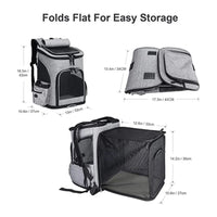 Expandable Pet Backpack Cats Dogs - Large Travel Carrier Portable Bag