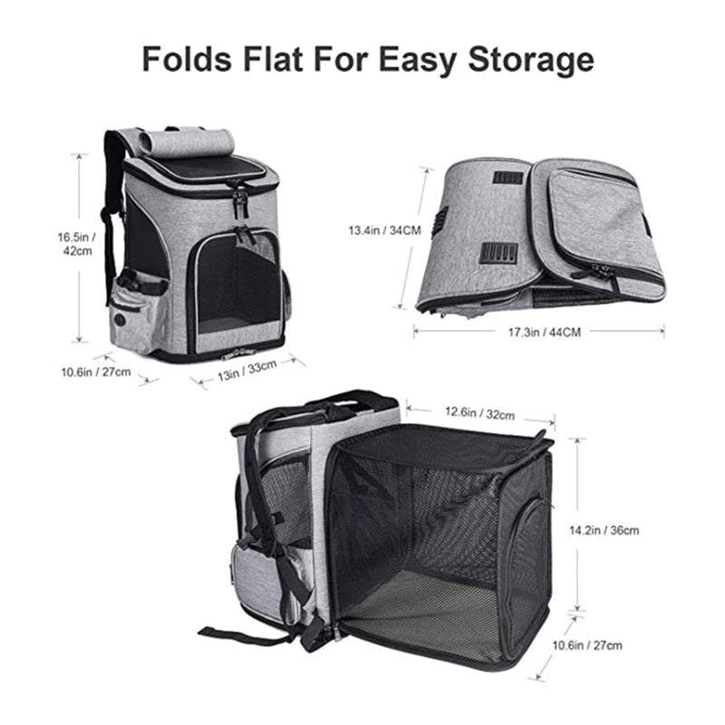 Expandable Pet Backpack for Cats and Dogs