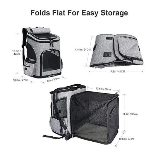 Expandable Pet Backpack for Cats and Dogs