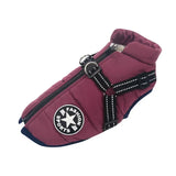 Warm Winter Dog Jacket with Built-in Harness