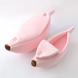 Banana Cat Bed Soft Cozy - Cute Cat House Small Medium Pet Bed