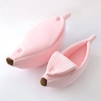 Banana Cat Bed Soft Cozy - Cute Cat House Small Medium Pet Bed