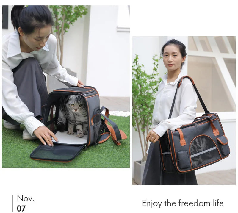 Portable Cat Carrier Bag for Travel: Soft-Sided Pet Carrier