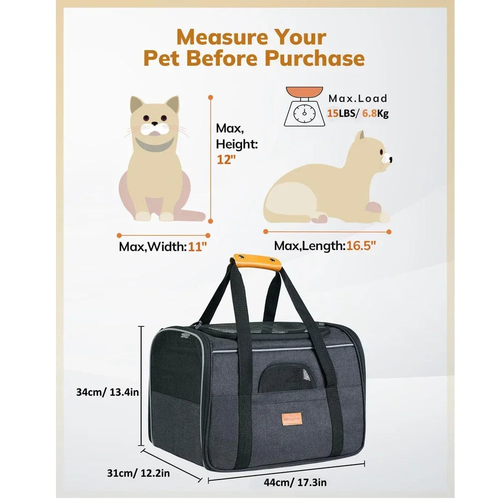 Soft Pet Carrier for Small Cats & Dogs up to 14lbs