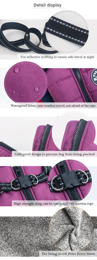 Warm Winter Dog Jacket with Built-in Harness
