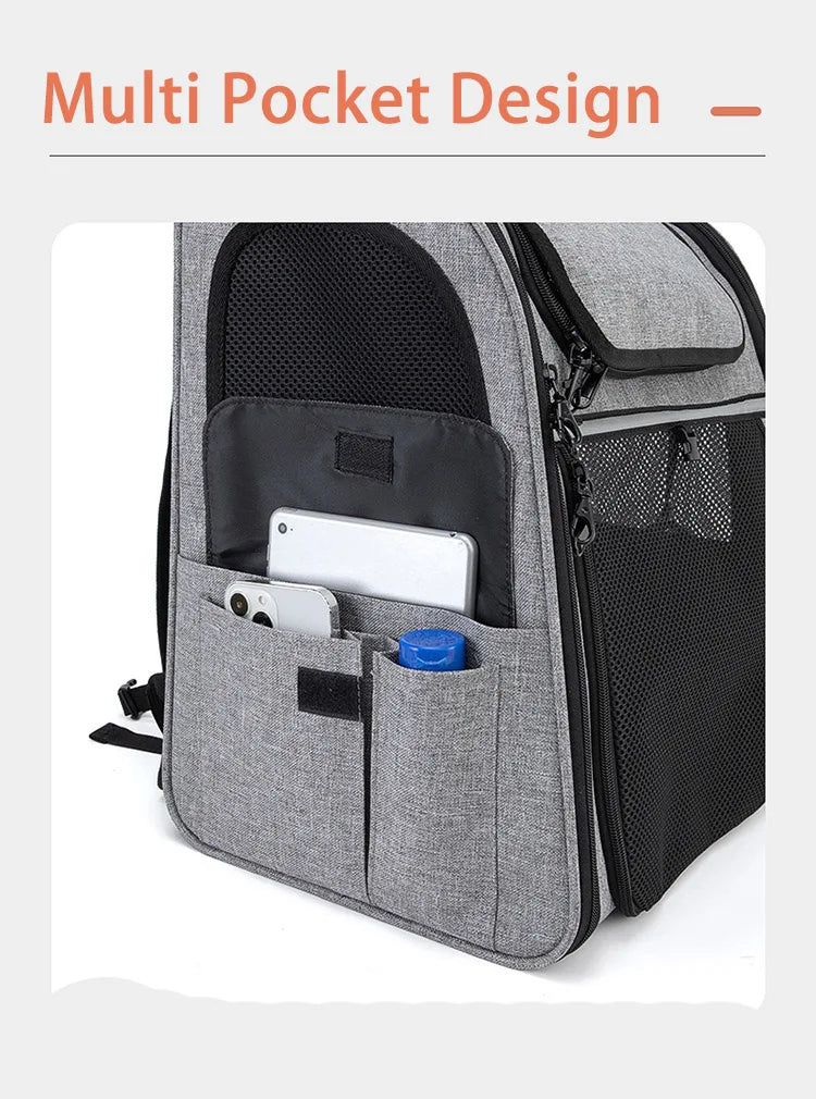 Pet Backpack Carrier Breathable Expandable - Cat Dog Travel Bag Portable