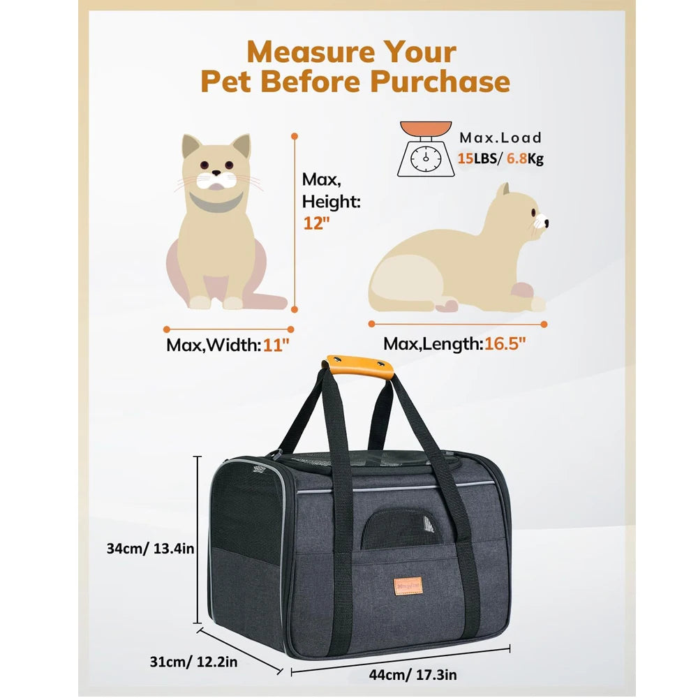 Soft Pet Carrier for Small Cats & Dogs up to 14lbs