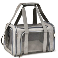 Pet carrier backpack suitable for all breeds, made with durable nylon.