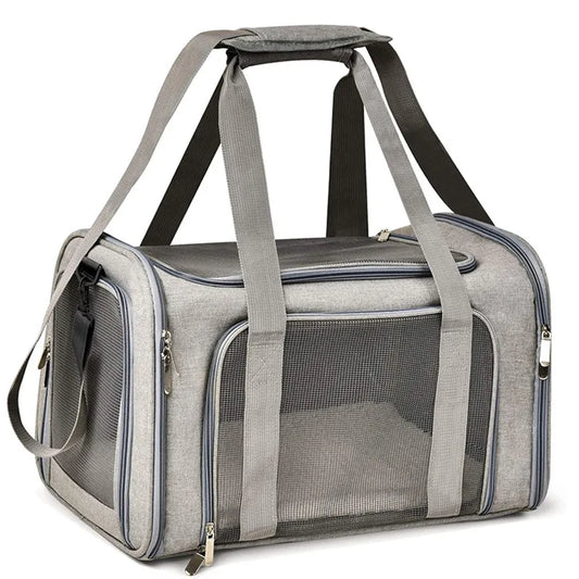 Pet carrier backpack suitable for all breeds, made with durable nylon.