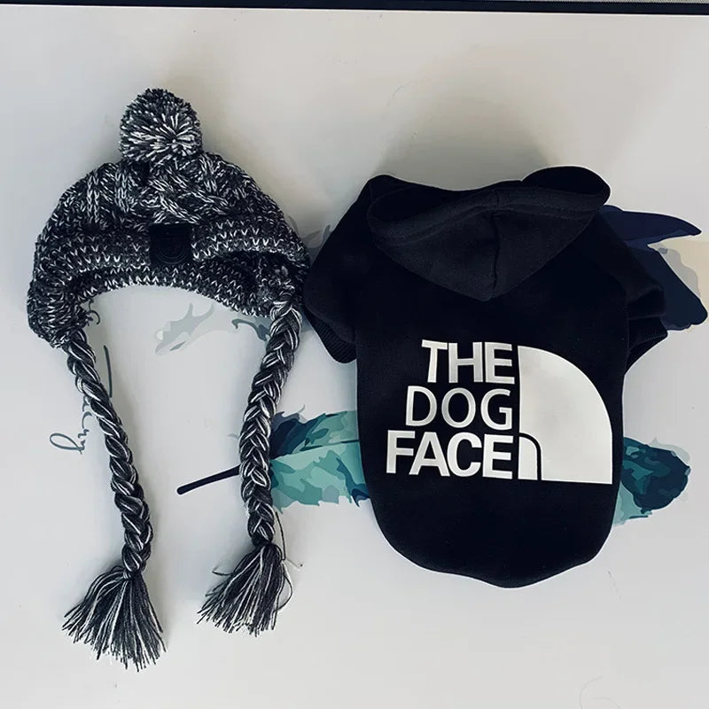 Text Pattern Dog Hoodies for Autumn and Winter