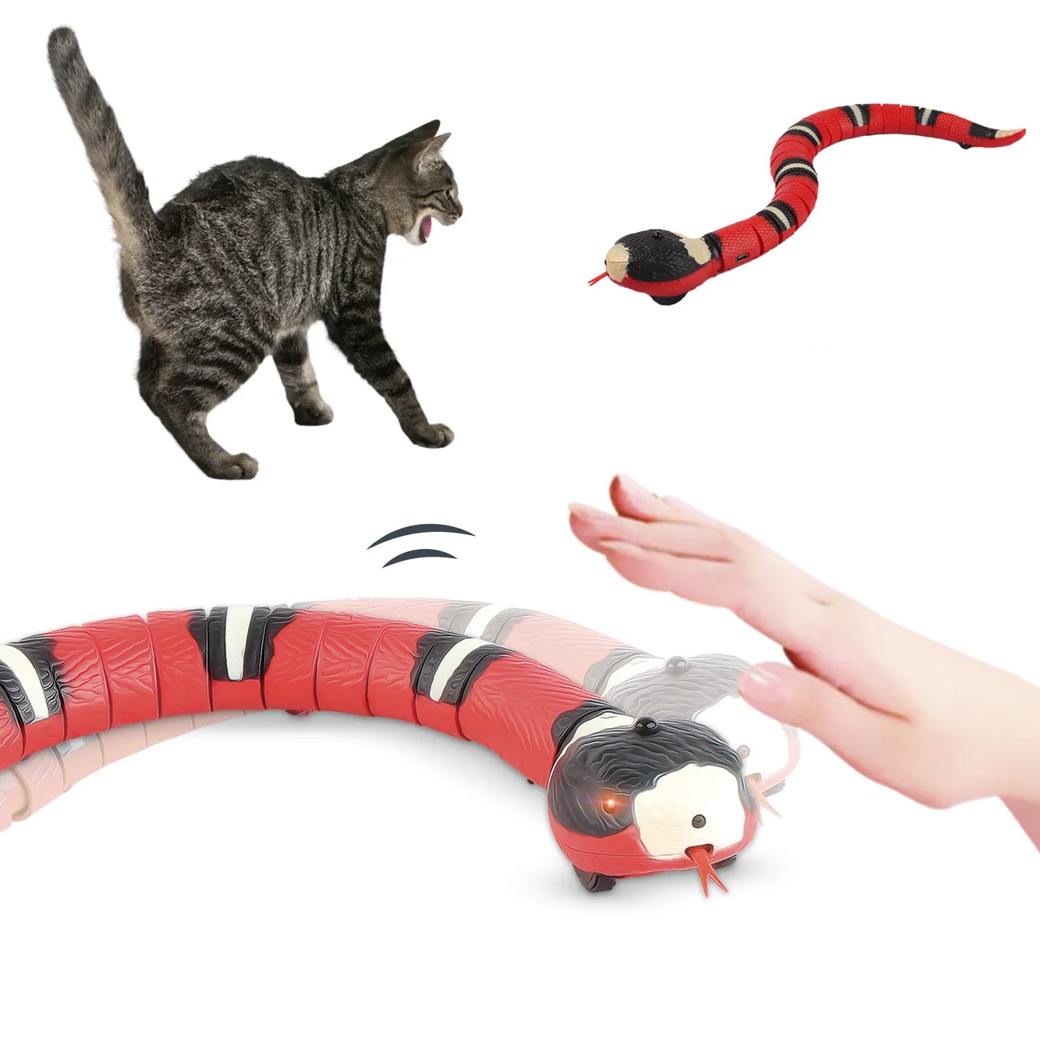 Interactive cat toy, the Chetitay electronic snake, made of plastic.