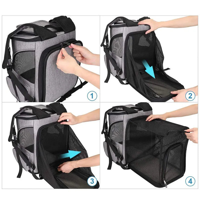 Expandable Pet Backpack for Cats and Dogs