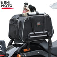 Load image into Gallery viewer, KEMIMOTO Motorcycle Pet Carrier Bag in black, securely attached to a motorcycle.
