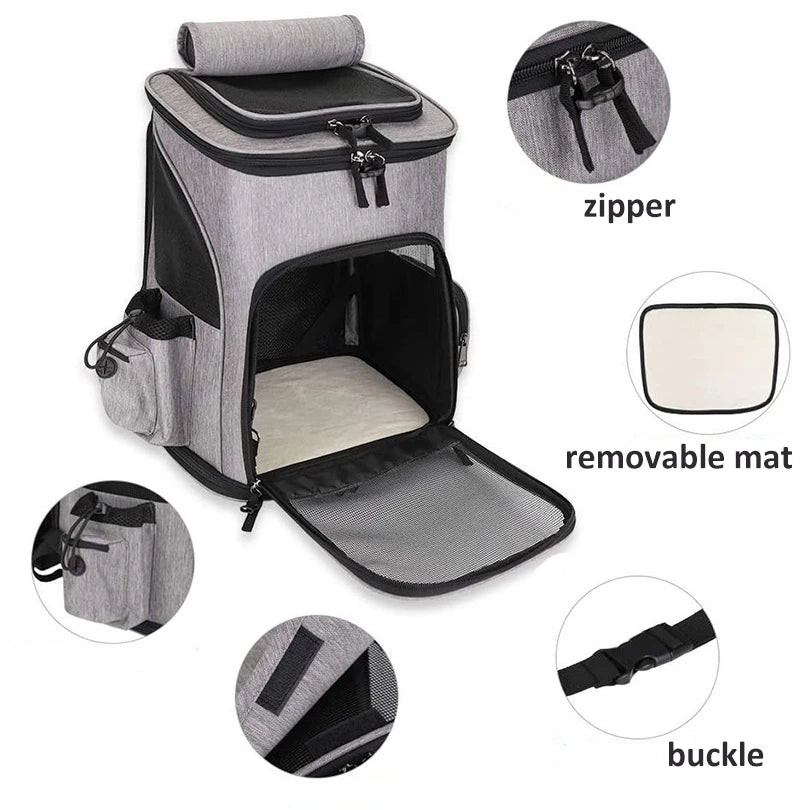 Expandable Pet Backpack Cats Dogs - Large Travel Carrier Portable Bag