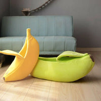 Banana Cat Bed Soft Cozy - Cute Cat House Small Medium Pet Bed
