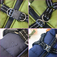 Warm Winter Dog Jacket with Built-in Harness