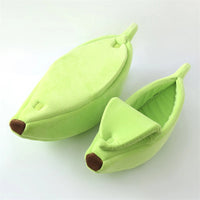 Banana Cat Bed Soft Cozy - Cute Cat House Small Medium Pet Bed