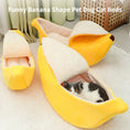 Load image into Gallery viewer, Yellow banana cat bed with fiber material, offering a cozy and fun space for cats.

