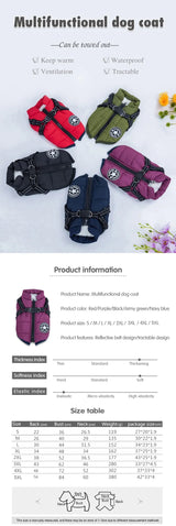 Warm Winter Dog Jacket with Built-in Harness