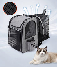 Pet Backpack Carrier Breathable Expandable - Cat Dog Travel Bag Portable