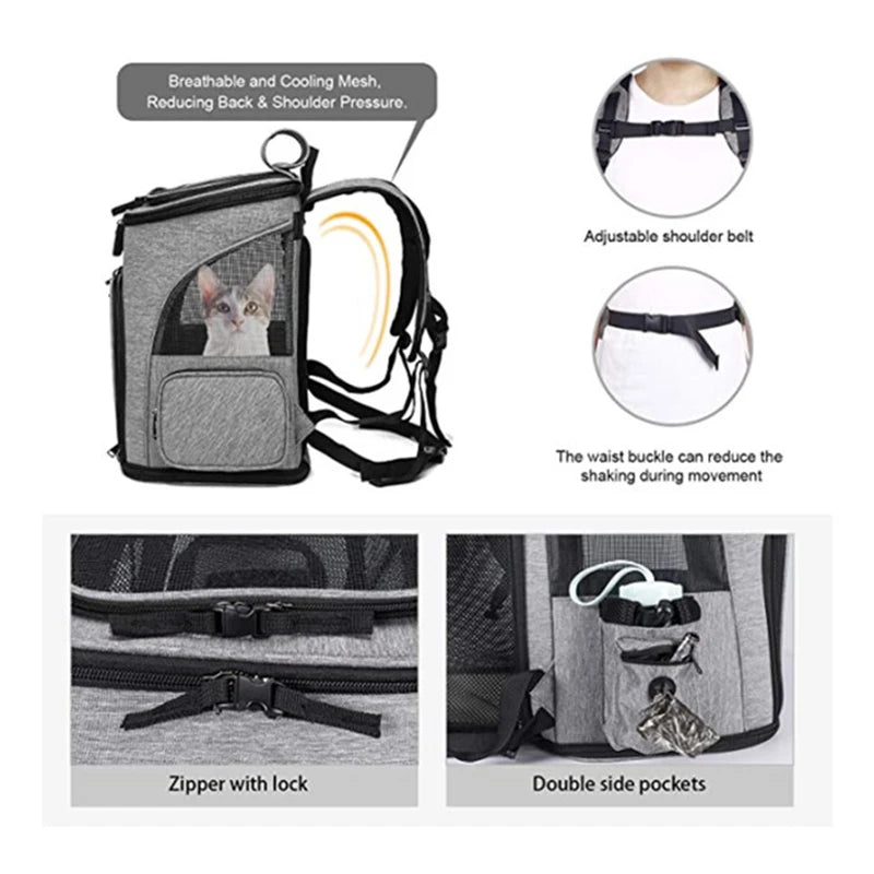 Expandable Pet Backpack for Cats and Dogs