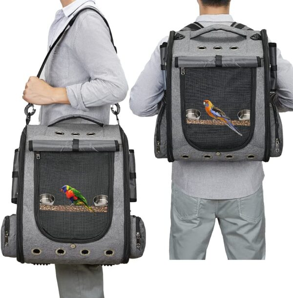 Bird Carrier Backpack | Travel Parrot Bag Cage with Perch Stand | Car and Airplane Approved YourCatBackpack