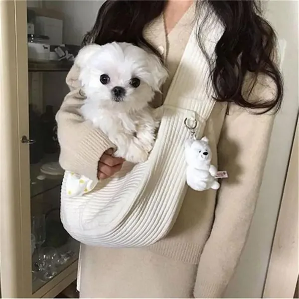 kf S0073fc87ec5a4182984b394c0d9ff3f46 Handmade Dog Bag Pet Kitten Carrier Outdoor Travel Handbag Canvas Single Shoulder Cat Bag Sling Comfort Luxury Handmade Canvas Dog Sling Carrier & Puppy Tote Bag