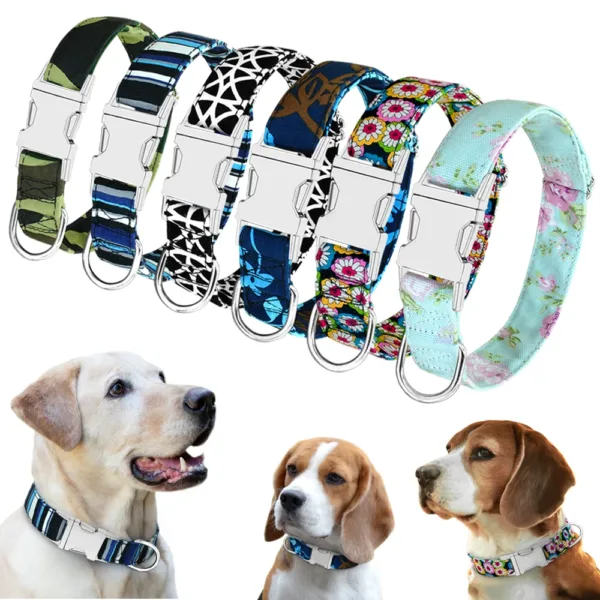 kf Sf5113015648f48afba76c5a7c77bbeca0 Nylon Printed Dog Collar Adjustable Pet Collars With Metal Buckle for Small Medium Large Dogs Chihuahua Adjustable Dog Collar with Metal Buckle – Durable Pet Collar for all sizes Dogs