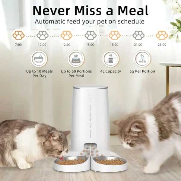 kf S57dbce3a6148477390c18186a84dc989a ROJECO Automatic Cat Feeder Pet Smart Cat Food Kibble Dispenser Remote Control WiFi Button Auto Feeder Smart WiFi Automatic Cat Feeder for Cats and Dogs, 4L Capacity