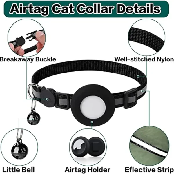 kf S7afbb3cf2bb34d3bbe0a2fda92381b7eV ATUBAN Airtag Cat Collar Breakaway Reflective Kitten Collar with Apple Air Tag Holder and Bell for Smart Breakaway Reflective Cat Collar with AirTag Holder & Bell