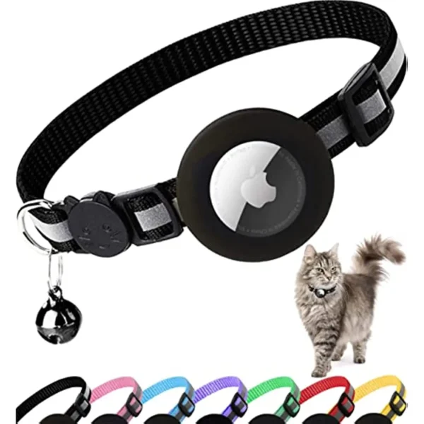 kf S8434178dd361491e94741ea45a17b9d7y ATUBAN Airtag Cat Collar Breakaway Reflective Kitten Collar with Apple Air Tag Holder and Bell for Smart Breakaway Reflective Cat Collar with AirTag Holder & Bell