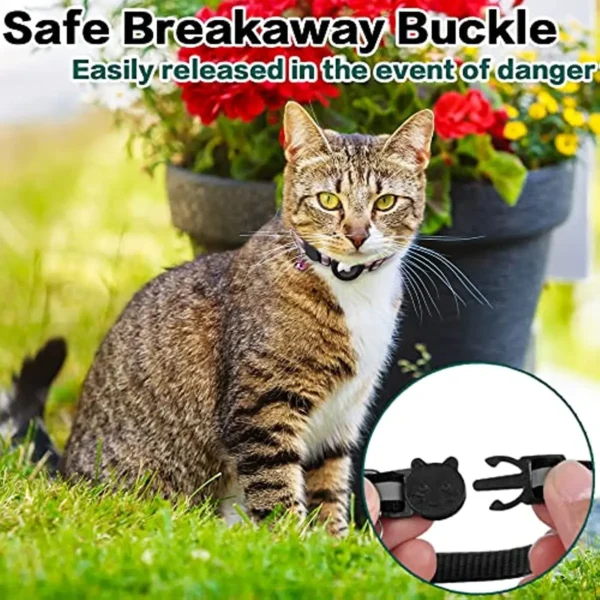 kf S96ca5463ca854d37bea113069842719ff ATUBAN Airtag Cat Collar Breakaway Reflective Kitten Collar with Apple Air Tag Holder and Bell for Smart Breakaway Reflective Cat Collar with AirTag Holder & Bell