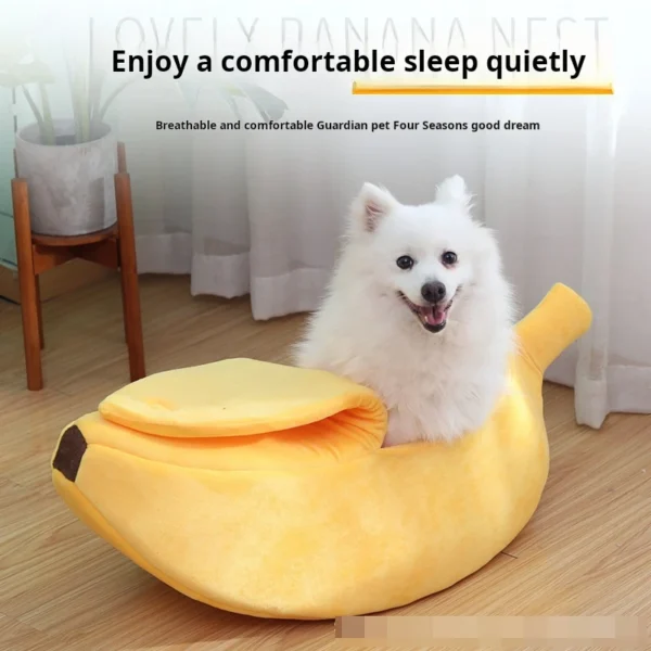 kf Sb48656312bb749e7a485f2ca93f1b7402 Pet banana shaped warm cat nest dog nest semi closed pet nest hamster nest pet bed Cozy Banana Pet Nest for Cats, Dogs, and Small Pets